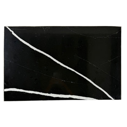 Iron Scroll Form Side Table with Black Marble Top