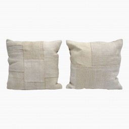 Ivory/White Square Cotton Cushion