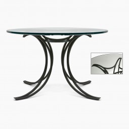 Shaped Iron Table with Glass Top