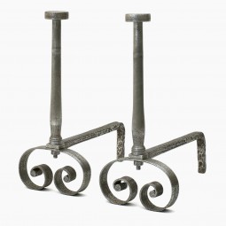 French Polished Steel Andirons