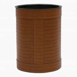 Italian Stitched Leather Waste Paper Basket