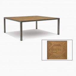 Steel and Parquet Wood Coffee Table