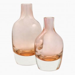 Set of Two Rose Glass Vases