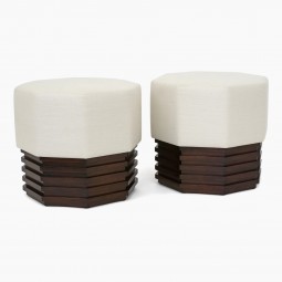 Pair of Octagonal Upholstered Stools