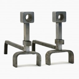 Pair of Polished Steel Andirons