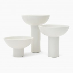 Set of Three Porcelain Pedestal Bowls