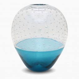 Clear and Turquoise Glass Vase