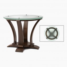 Circular Oak Table with St. Gobain Glass