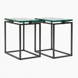 Pair of Iron Tables with Glass