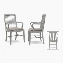 Pair of Gray Painted Wood Chairs