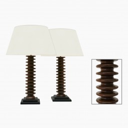 Pair of Turned Wood Table Lamps