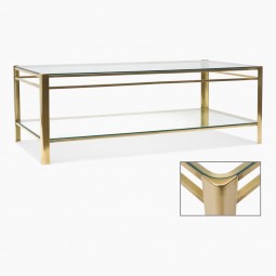Two-Tiered Brass and Glass Coffee Table
