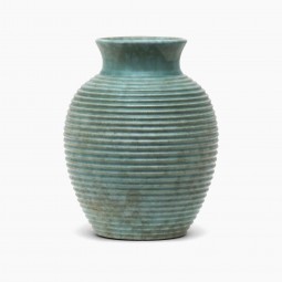 Light Green Ribbed Vase