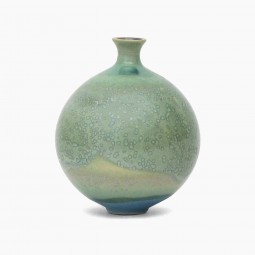 Circular Green Stoneware Vase