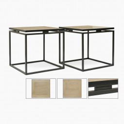 Square Steel Tables with Oak Tops