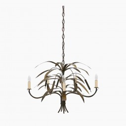 Patinated Brass Reed Chandelier