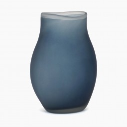 Dark Blue Matte Glass Vase