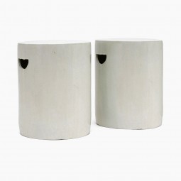 Pair of White Stoneware Garden Seats