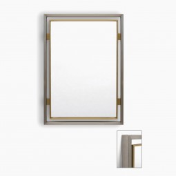 French Steel and Brass Mirror