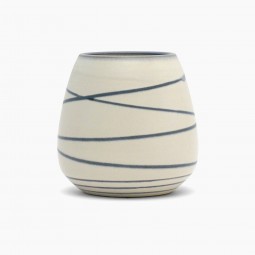 Off White Vase with Blue Striping