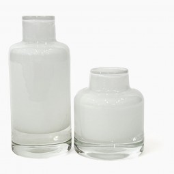 Set of Two White Glass Bottles