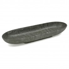 Long Oval Gray/Black Marble Bowl