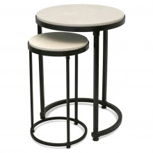 Circular Iron Table with Nesting Drinks Table