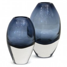 Set of Two Molded Blue Glass Vases