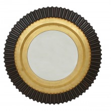 Circular Wood Black and Gold Mirror