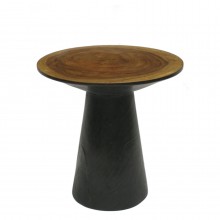 Round Suar Wood Side Table on Pedestal Base
