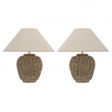 Pair of Sea Grass Covered Table Lamps