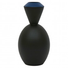 Matte Black Vase with Blue Rim