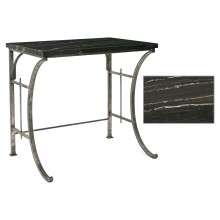 French Polished Steel Table with Marble top