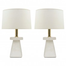 Pair of Tapered Square White Plaster Lamps