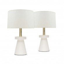 Pair of Tapered Circular White Plaster Lamps