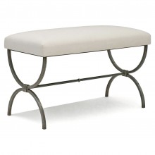 Polished Steel Bench with Upholstered Seat