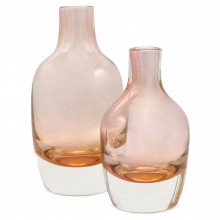 Set of Two Rose Glass Vases