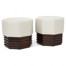 Pair of Octagonal Upholstered Stools