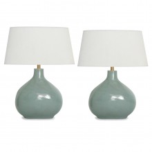 Pair of Light Blue/Gray Opaque Glass Lamps