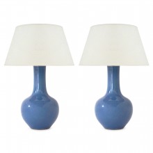 Pair of Light Blue Stoneware Lamps