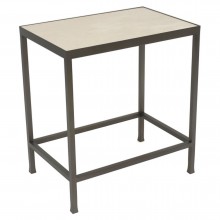 Rectangular Steel and Creme Marfil Marble Side Table
