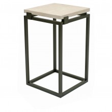 Square Iron Table with Floating Creme Marfil Top