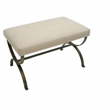 Curule Form Iron Bench with Upholstered Seat