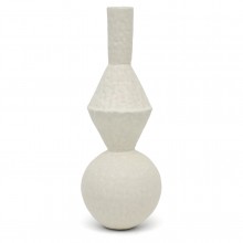 Pinched White Stoneware Vase