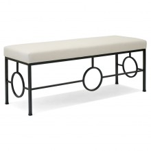 Black Iron Bench With Upholstered Seat