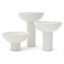 Set of Three Porcelain Pedestal Bowls