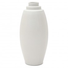 Tall White Porcelain Stepped Vase
