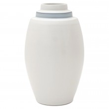 Medium White Porcelain Stepped Vase with Blue Band