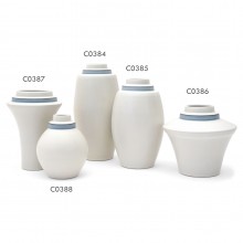 Grouping of Stepped Porcelain Vases with Blue Banding