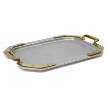 Aluminum Tray with Brass Handles